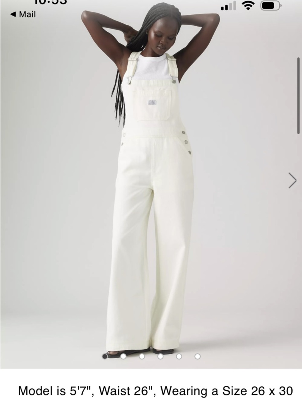Levi's White Wide-Leg Denim Overalls